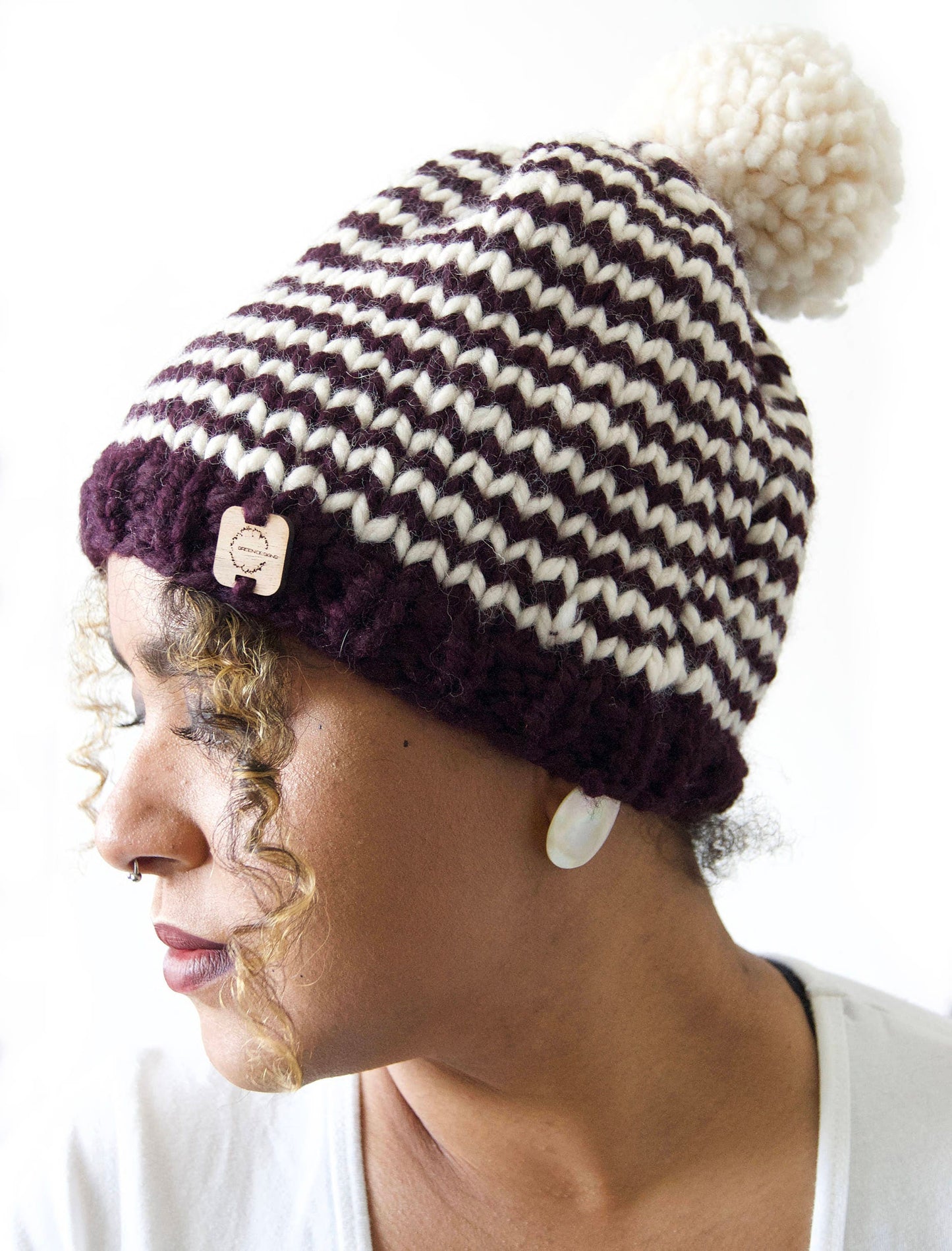 Knitting Pattern . Beanie With Pom Pom . "Beanie" . PDF pattern