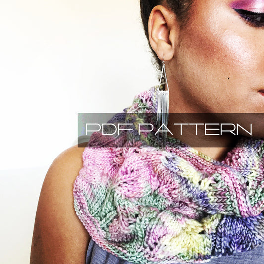 Knitting Pattern . Cowl . "Circle Of Leaves" . PDF pattern