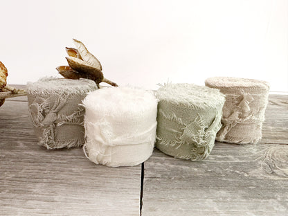 Raw Edge Linen Cotton Ribbon  . Wedding Ribbon