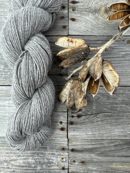 Baby Llama . undyed . Fingering . ecru and natural light grey