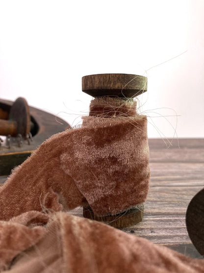 Frayed Velvet Ribbon . Wedding Ribbon .  Multiple Colors