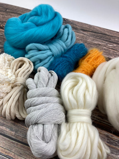 Petite Fiber Pack . Creatively curated for smaller weaving projects . "Sea"