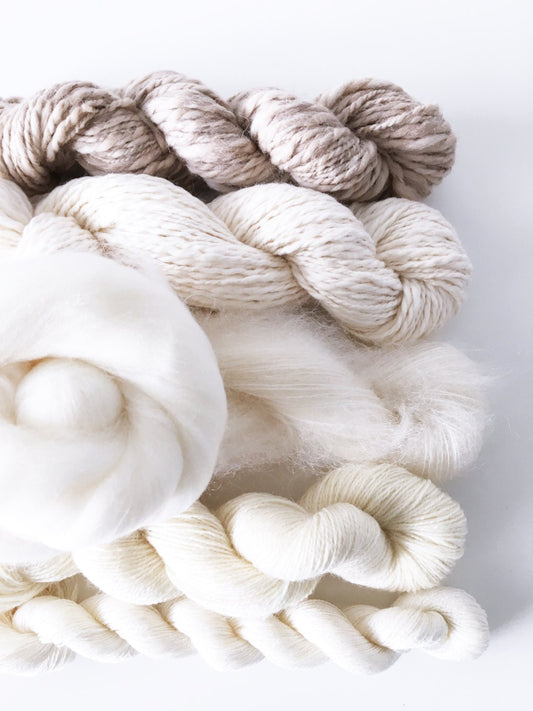Weavers | Dyers Yarn Pack . Natural Undyed Yarns .