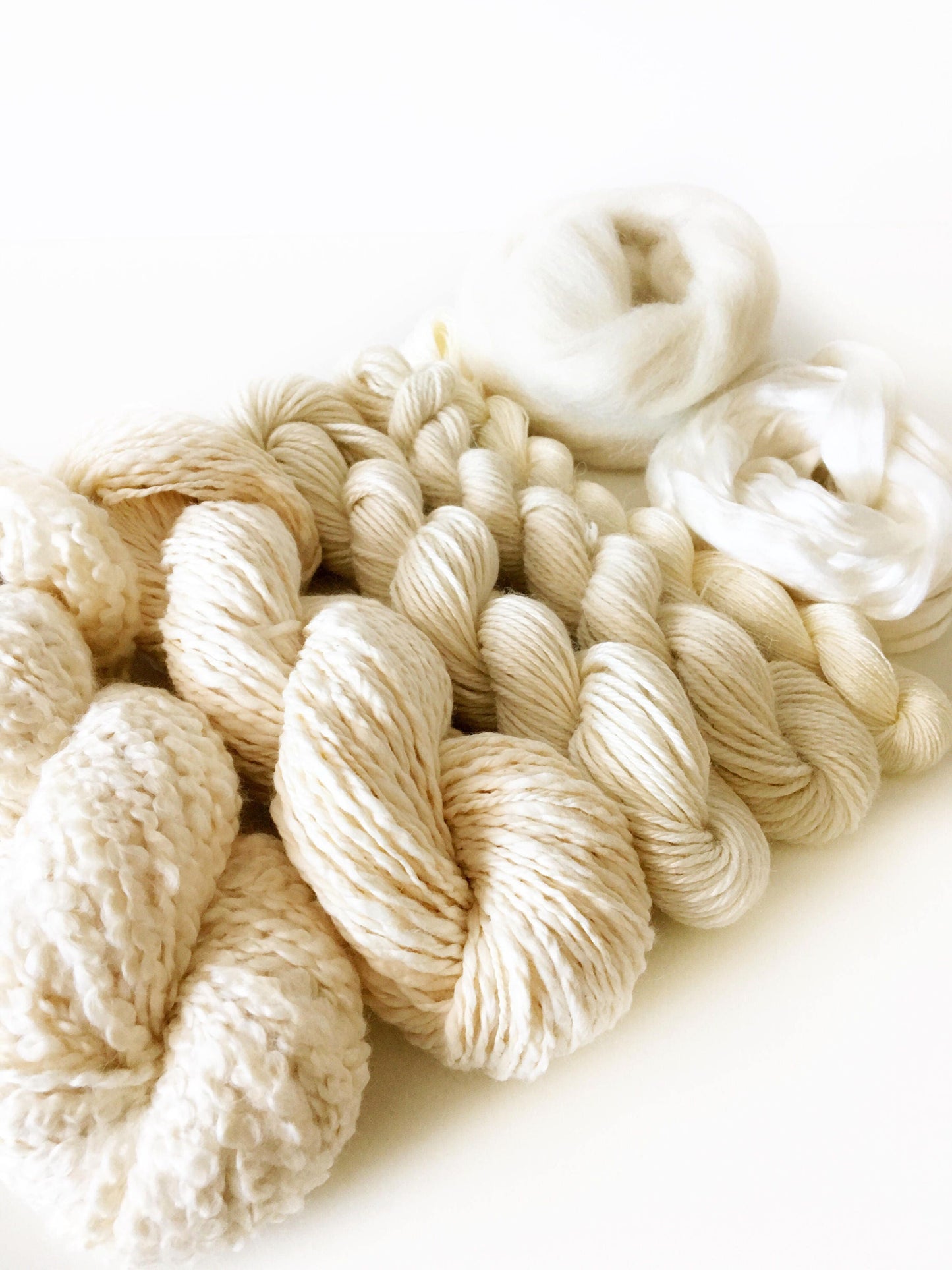 Deluxe Weavers | Dyers Yarn Pack . Natural Undyed Yarns and Fiber