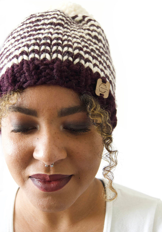 Knitting Pattern . Beanie With Pom Pom . "Beanie" . PDF pattern