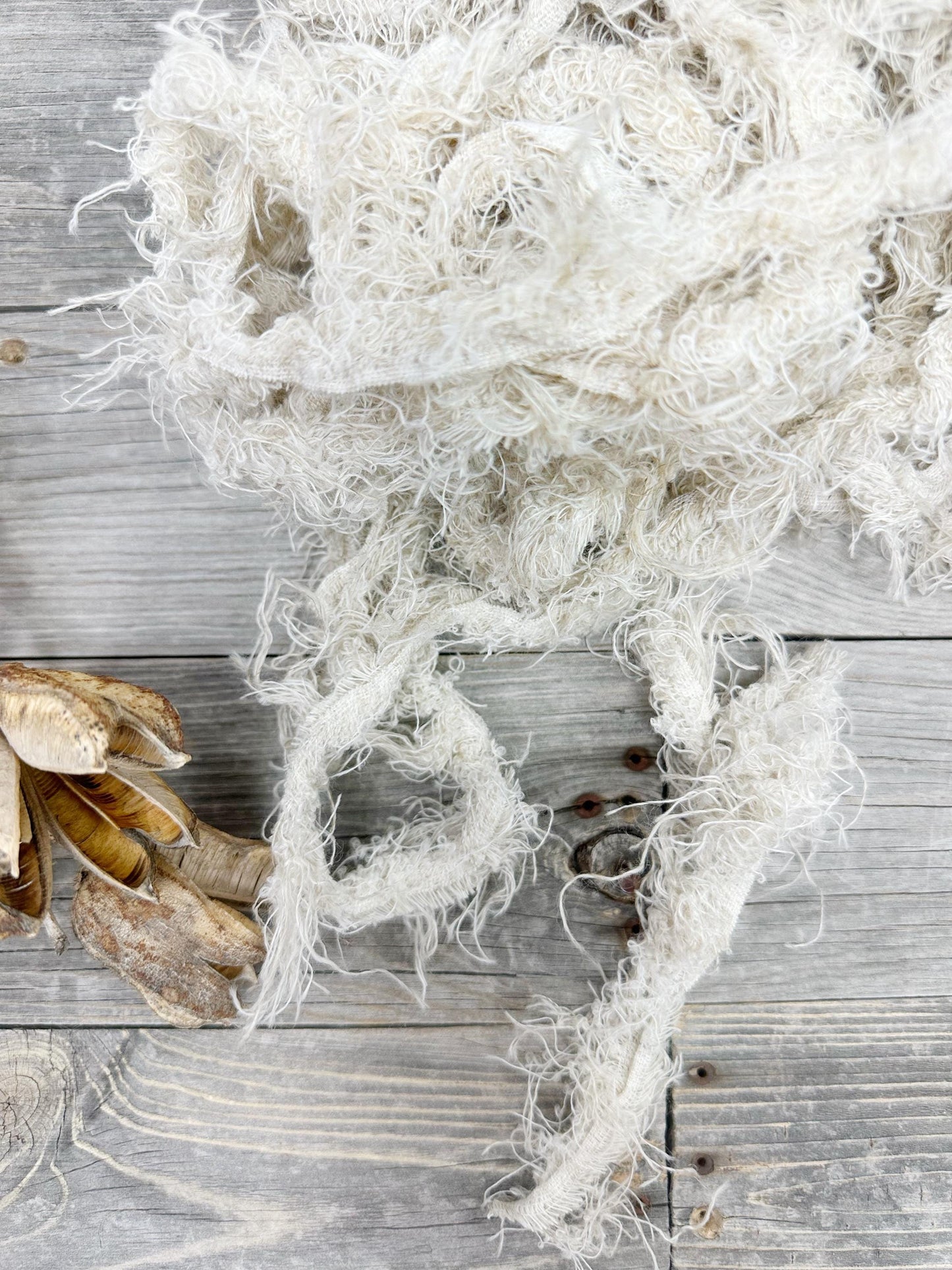 Recycled Yarn . Soft Frayed edge Yarn . Mini skeins