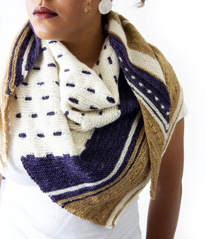 Hand Knit Shawl . Modern Shawl "Structural Integrity"