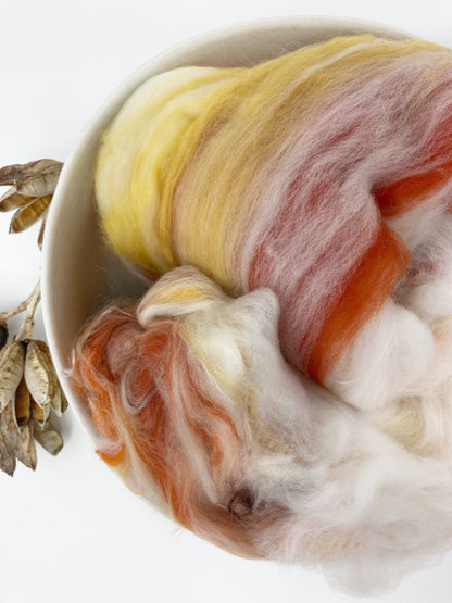 Uniquely curated art batt in color: "Rust"