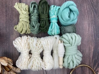 Deluxe Fiber Pack "Low Tide" with optional embroidery loop . Creatively curated for smaller weavings