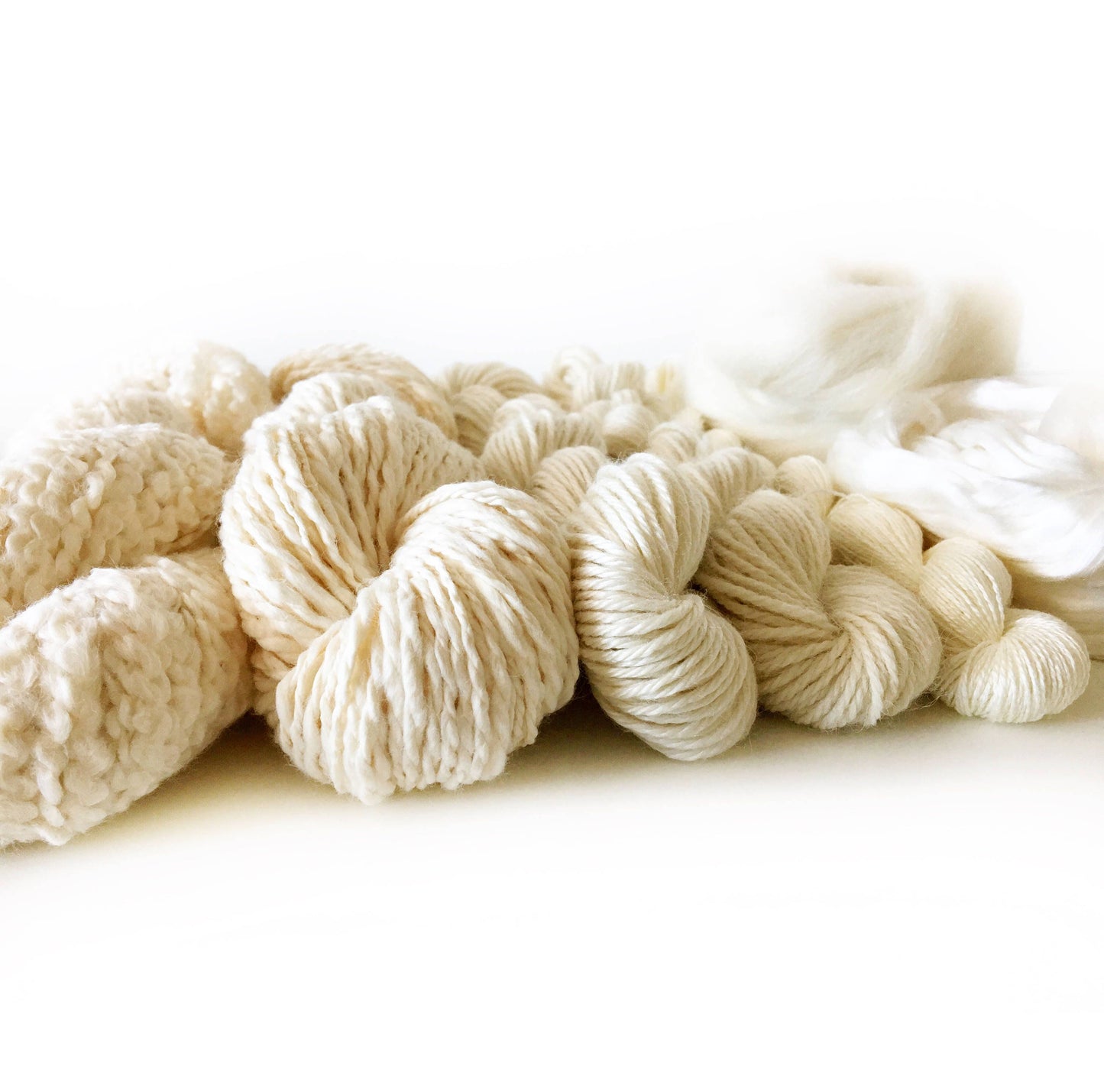 Deluxe Weavers | Dyers Yarn Pack . Natural Undyed Yarns and Fiber