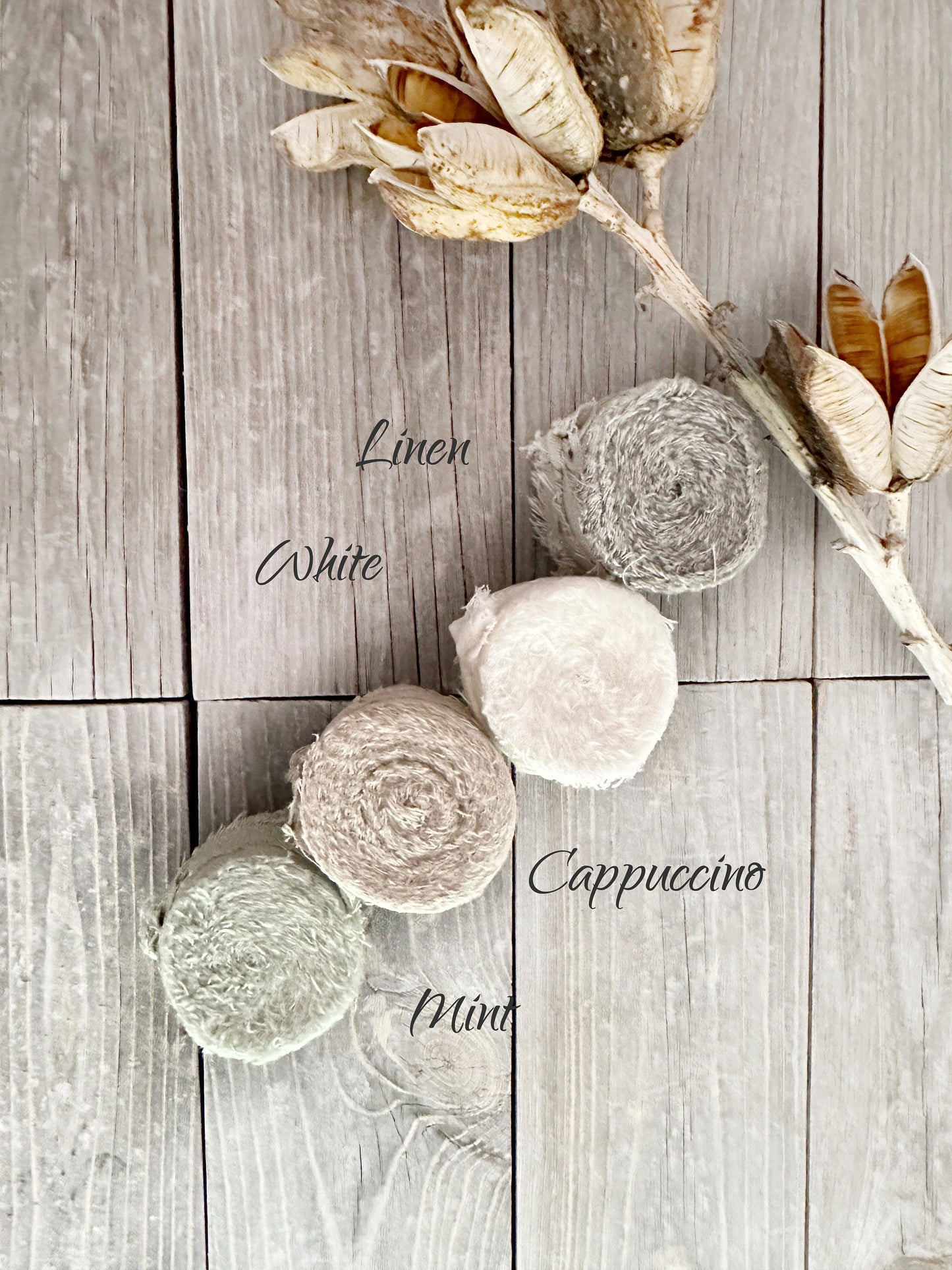 Raw Edge Linen Cotton Ribbon  . Wedding Ribbon