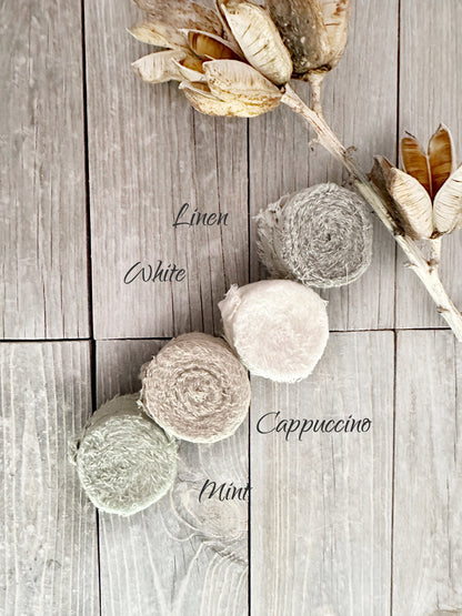 Raw Edge Linen Cotton Ribbon  . Wedding Ribbon