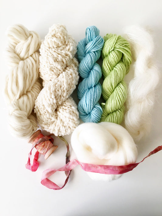 Weavers | Dyers Yarn Pack . Natural Undyed Yarns and Fibers