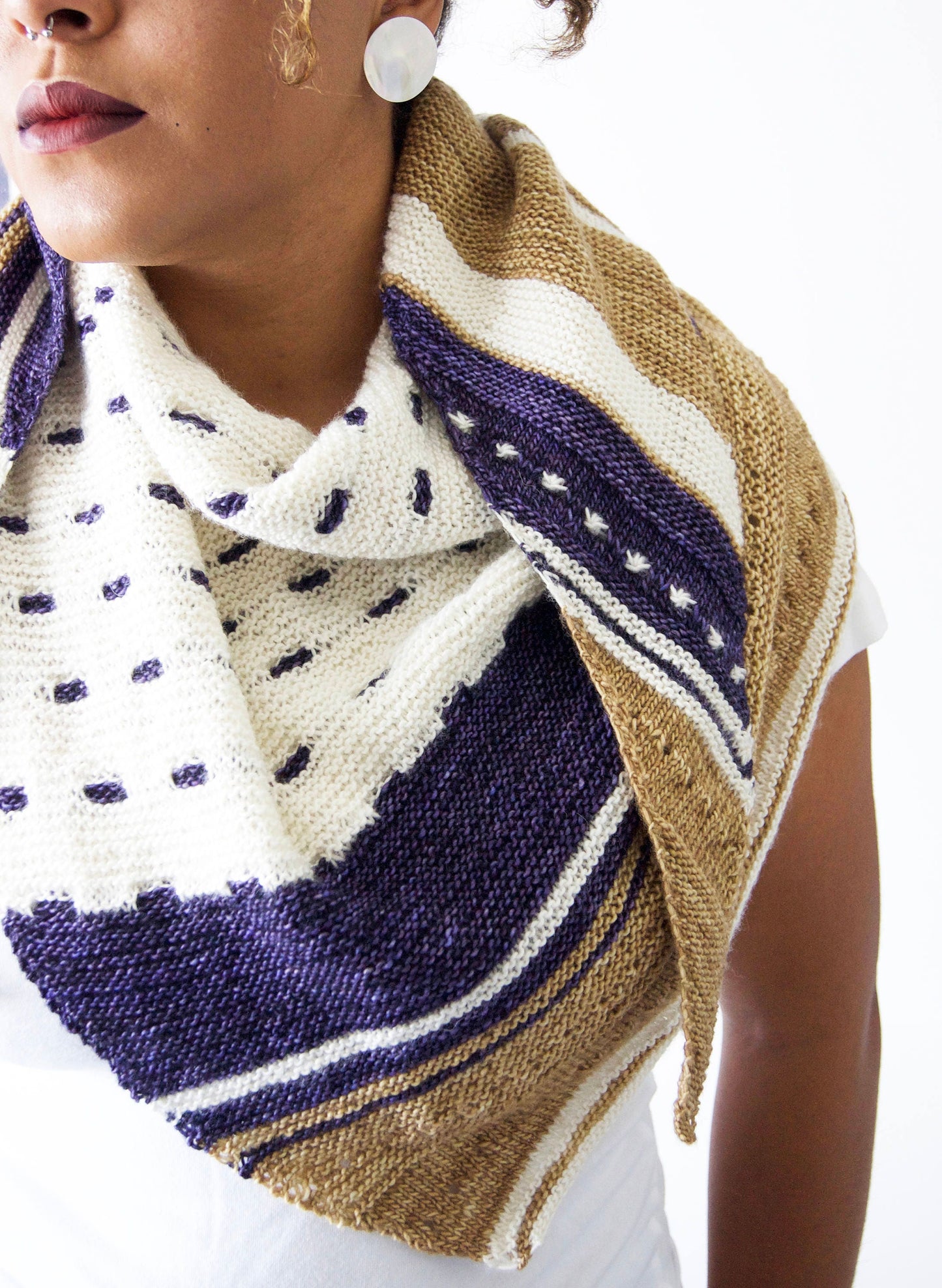 Hand Knit Shawl . Modern Shawl "Structural Integrity"