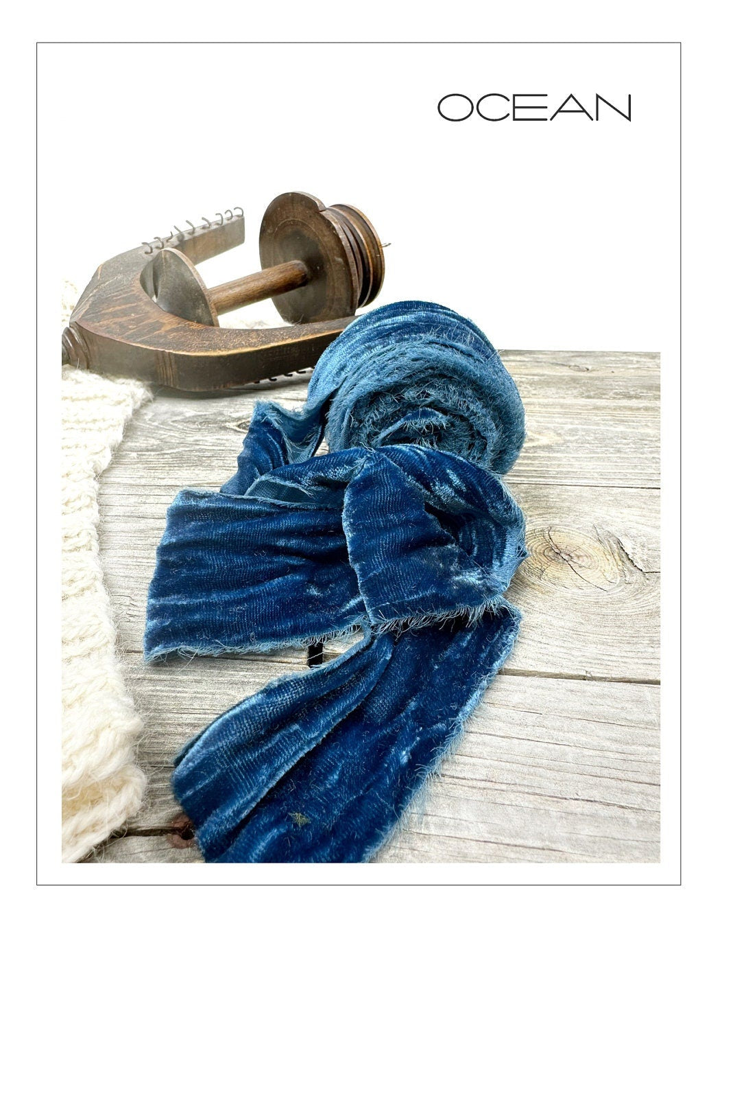 Frayed Velvet Ribbon . Multiple Colors