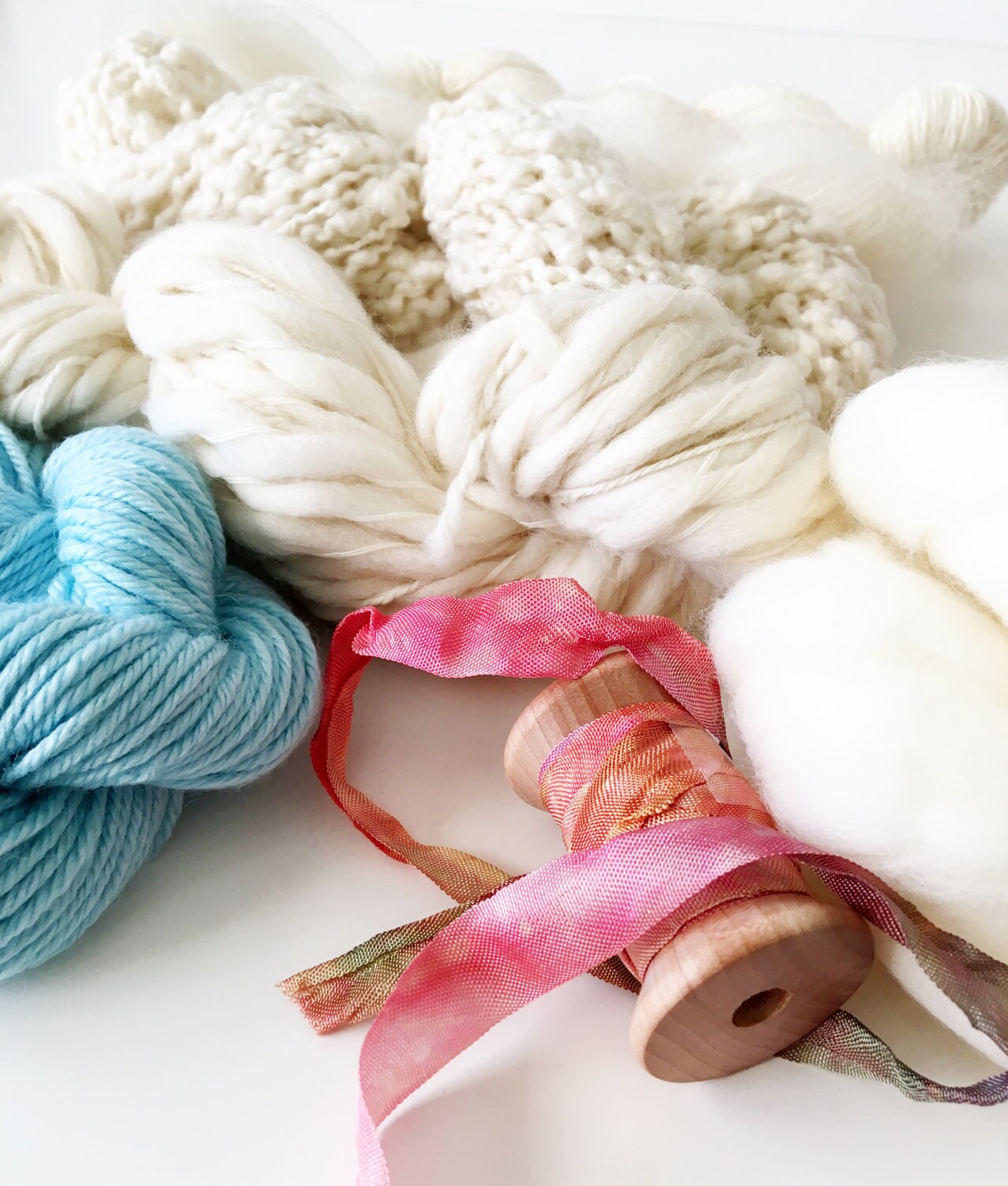 Weavers | Dyers Yarn Pack . Natural Undyed Yarns and Fibers
