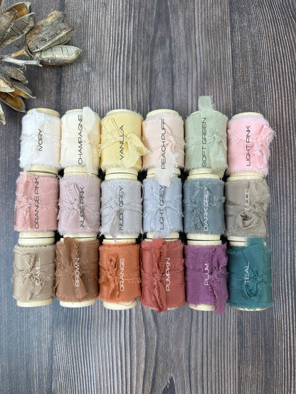 Silk Ribbon . Chiffon Silk .  Wedding Ribbon .  Multiple Colors