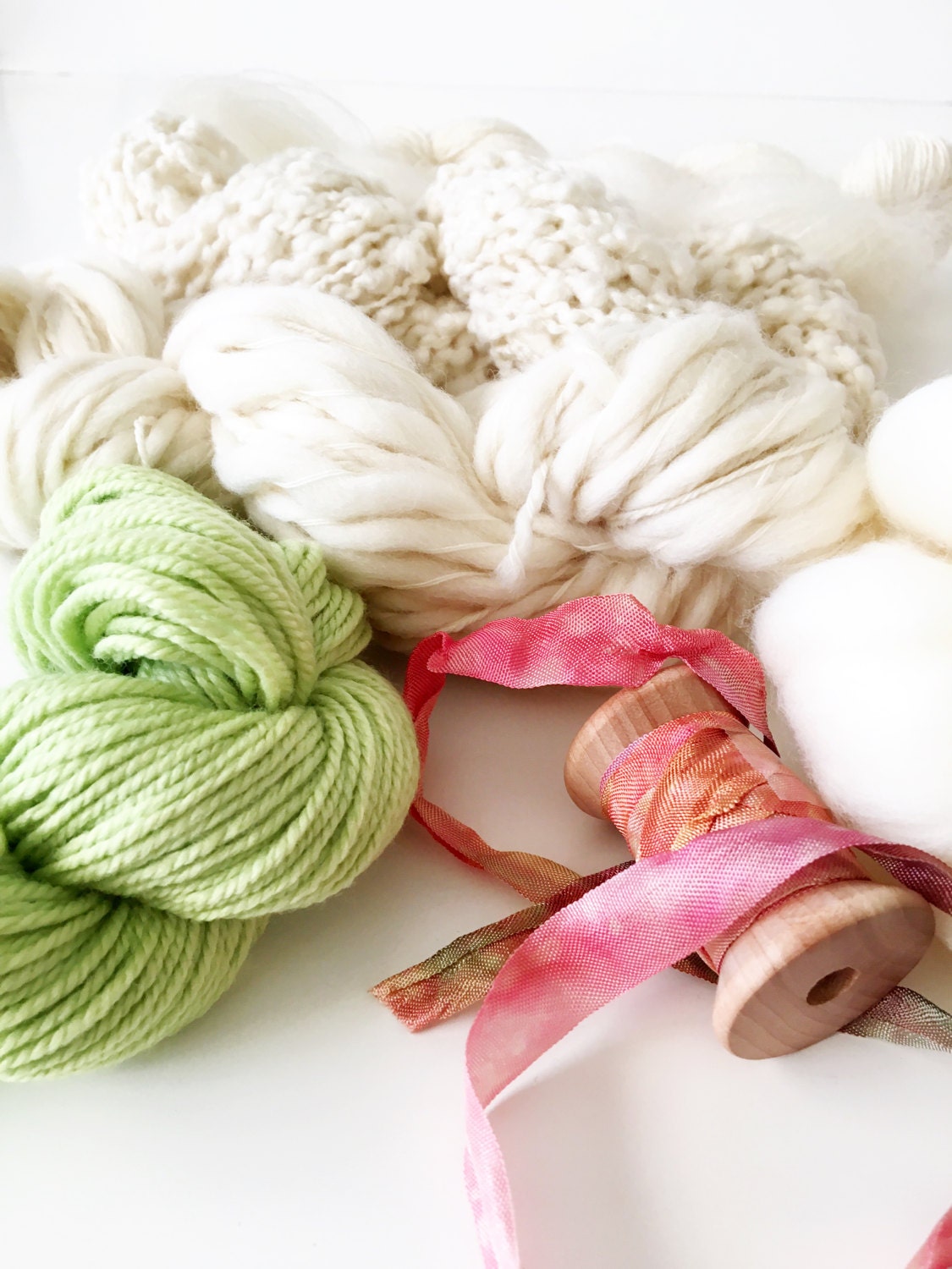 Weavers | Dyers Yarn Pack . Natural Undyed Yarns and Fibers