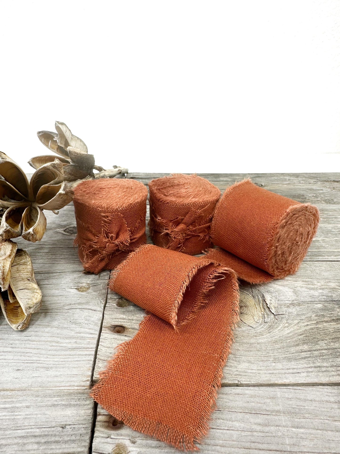 Raw Edge Linen Cotton Ribbon  . Wedding Ribbon