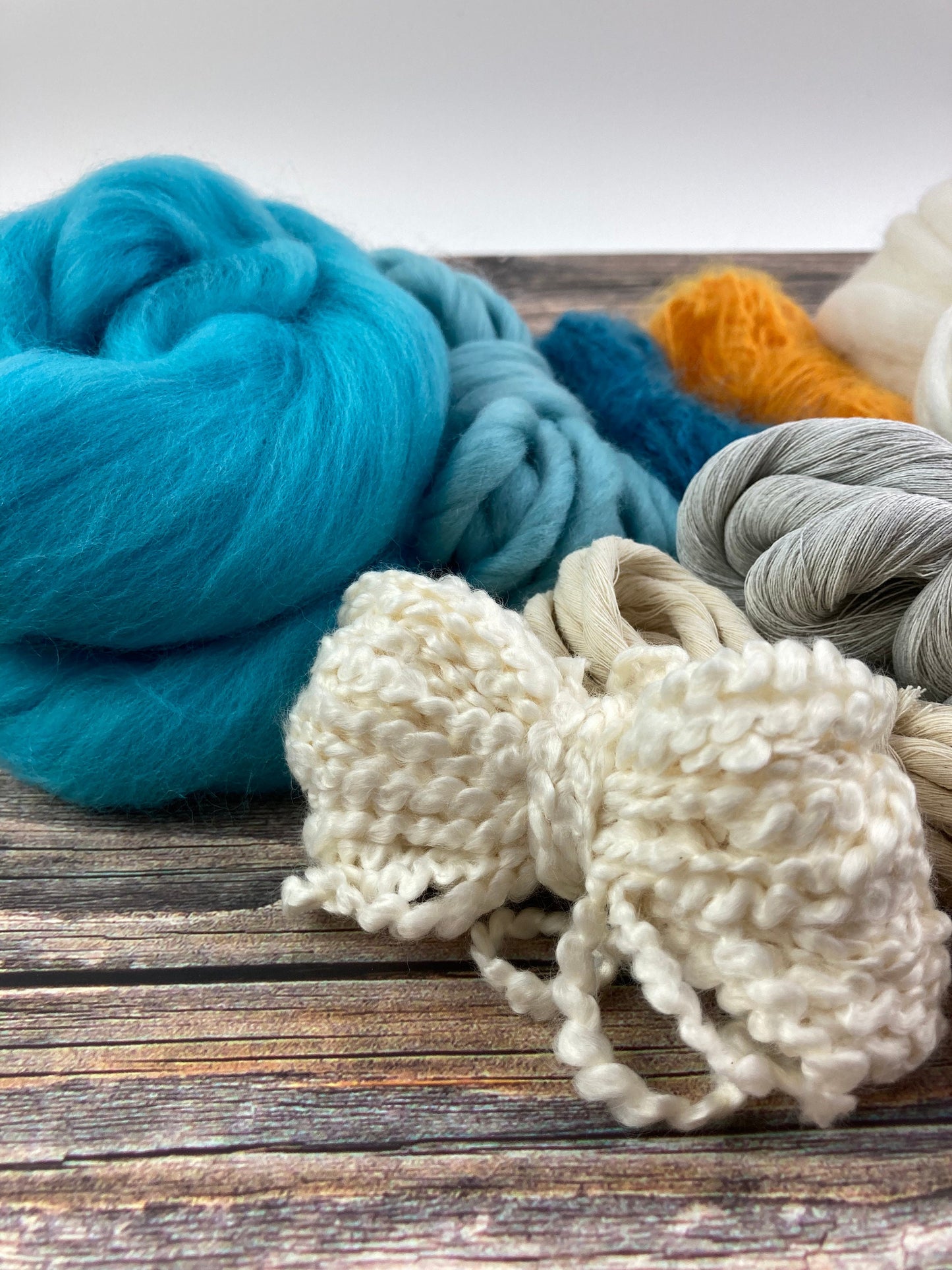 Petite Fiber Pack . Creatively curated for smaller weaving projects . "Sea"