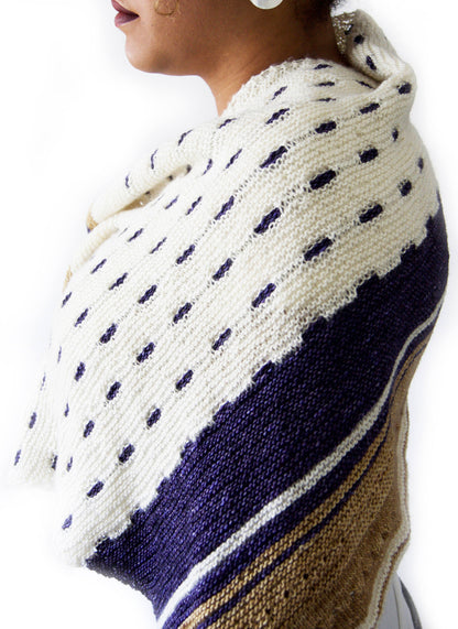 Hand Knit Shawl . Modern Shawl "Structural Integrity"