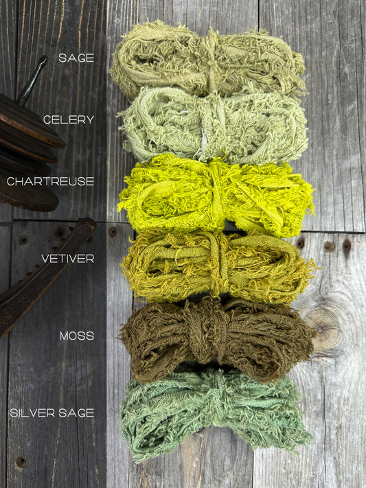 Frizzy cotton ribbon . Weaving  Supplies . Multiple Colors