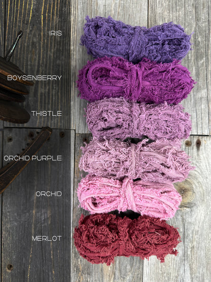 Frizzy cotton ribbon . Weaving  Supplies . Multiple Colors