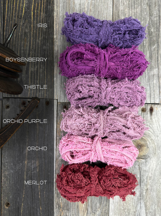 Frizzy cotton ribbon . Weaving  Supplies . Multiple Colors