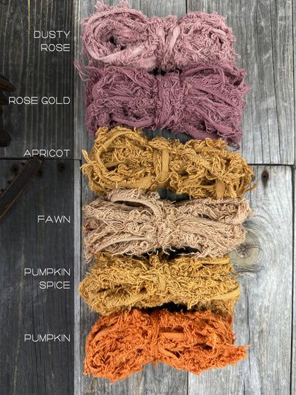 Frizzy cotton ribbon . Weaving  Supplies . Multiple Colors