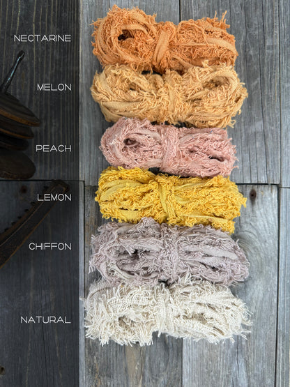 Frizzy cotton ribbon . Weaving  Supplies . Multiple Colors