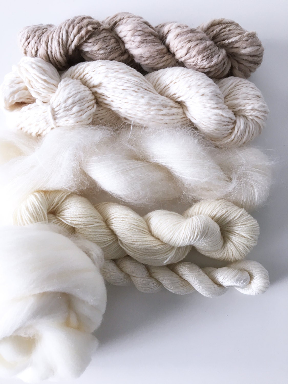 Weavers | Dyers Yarn Pack . Natural Undyed Yarns .