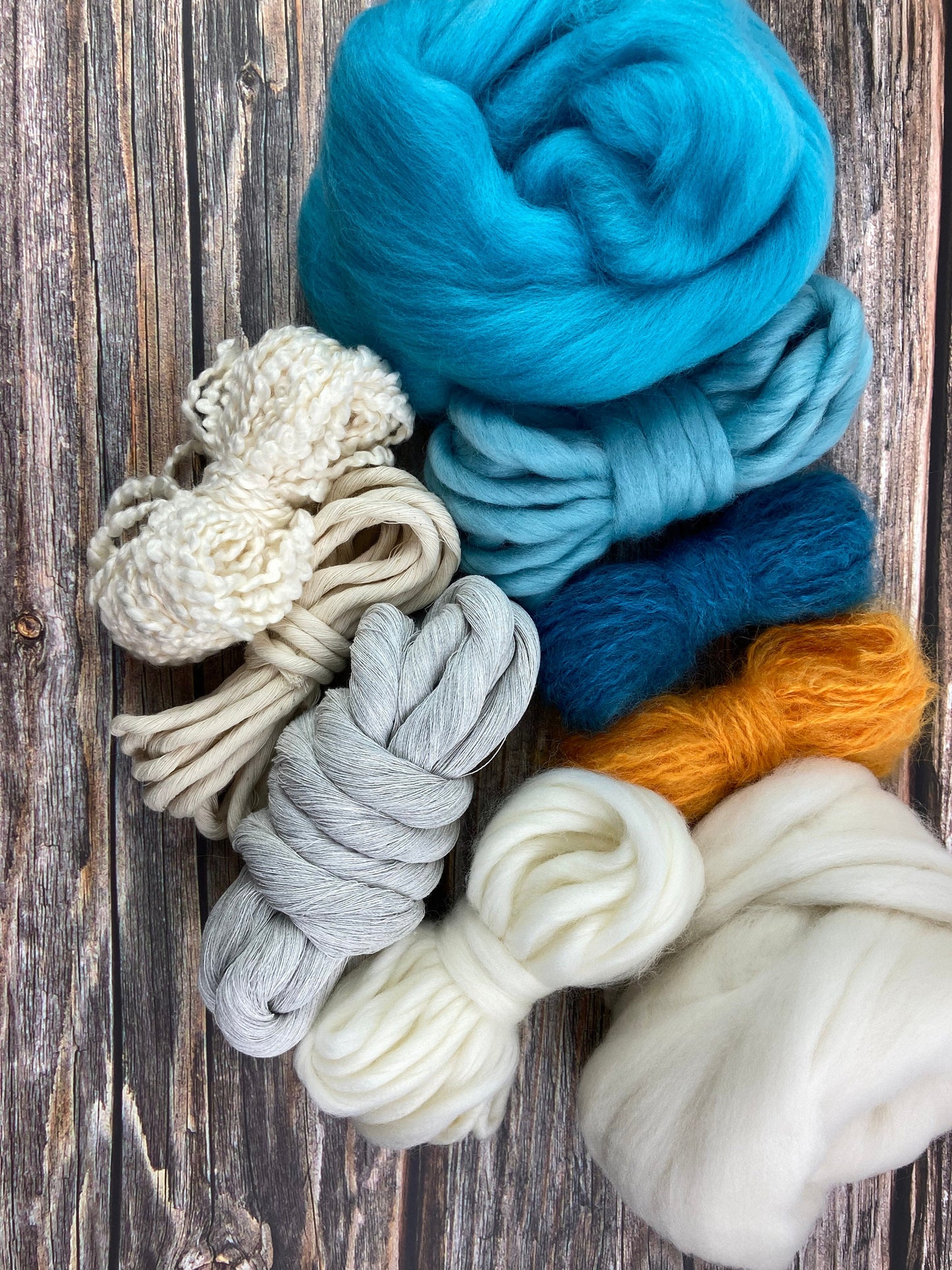 Petite Fiber Pack . Creatively curated for smaller weaving projects . "Sea"