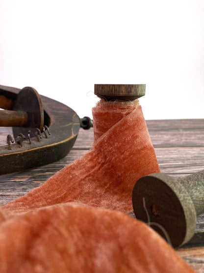 Frayed Velvet Ribbon . Wedding Ribbon .  Multiple Colors