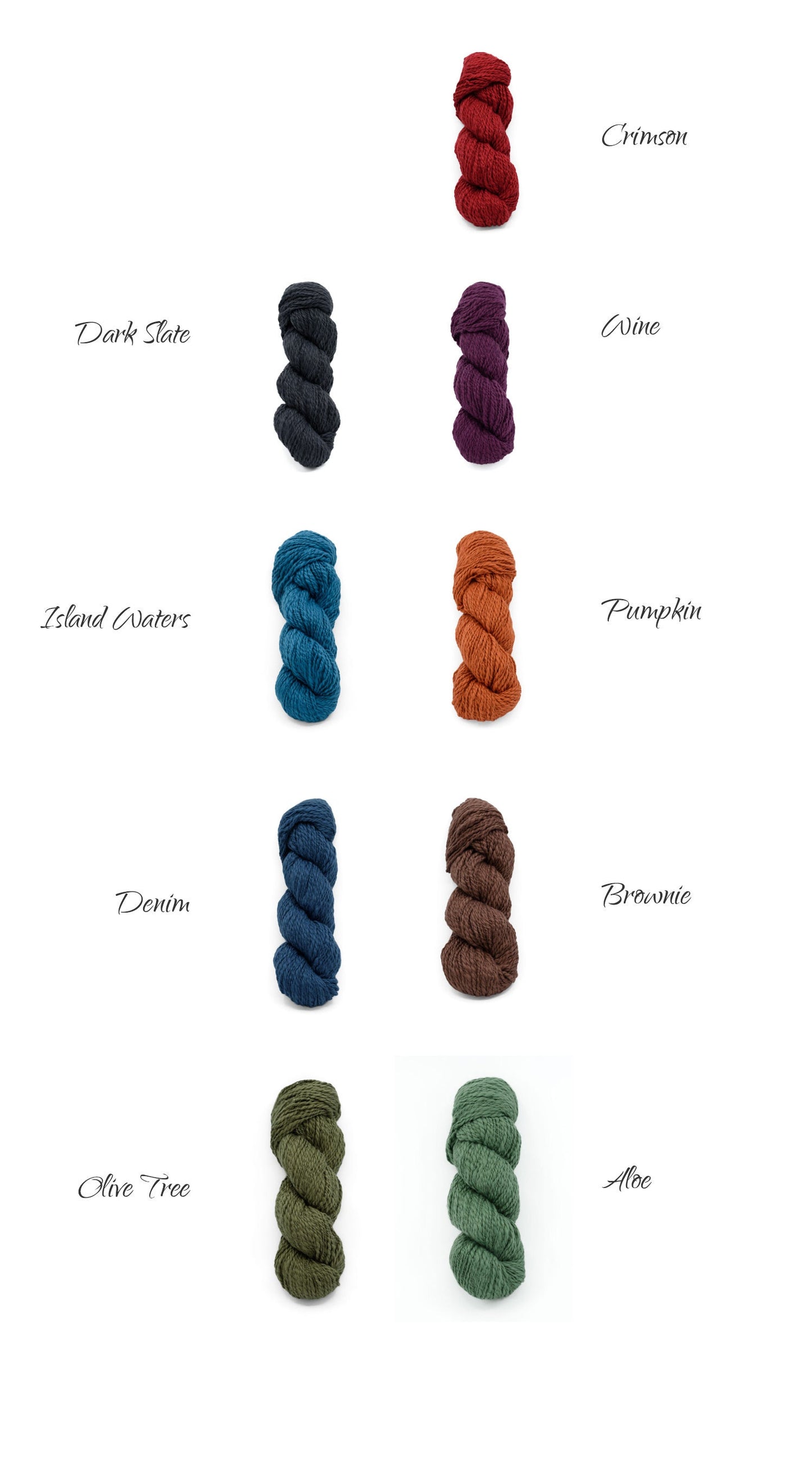 Galler Yarns Organic Inca Cotton in a variety of colors . Galler Inca Eco