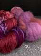 Wild Lilac Moon's Starlight DK in Colorway "Blush", Moonray SB in "Dark Blush" and Selene in color "Blush"