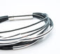 Multi Strand Black Leather Bracelet . Sterling Silver Tubes . Stainless Steel Closure