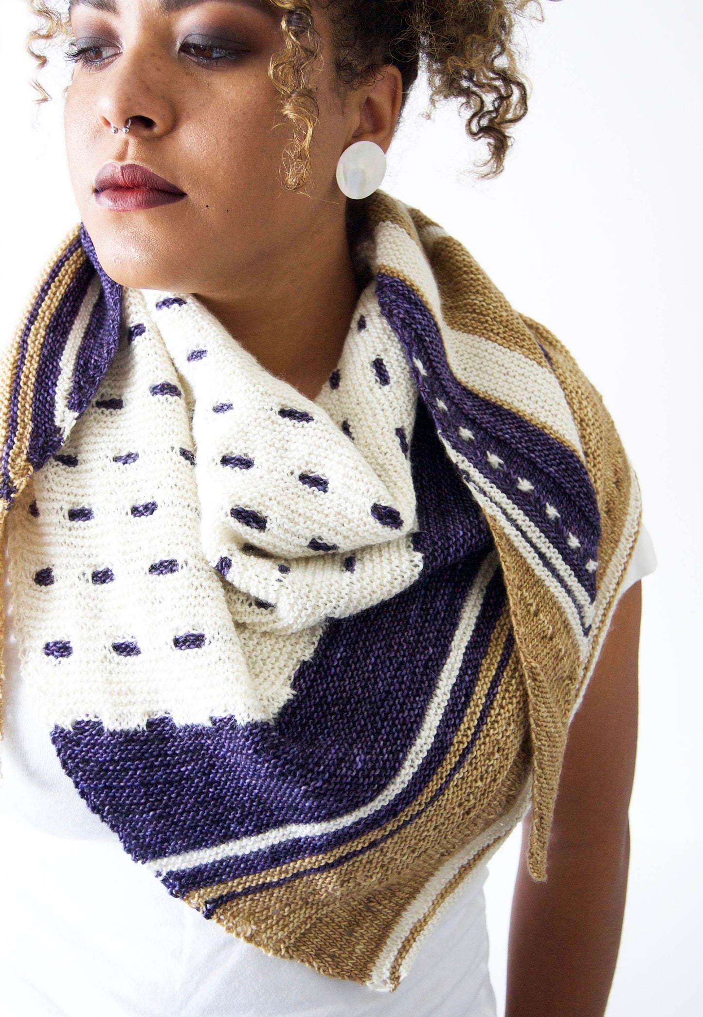 Hand Knit Shawl . Modern Shawl "Structural Integrity"