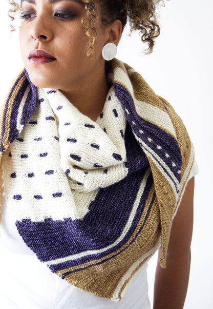 Hand Knit Shawl . Modern Shawl "Structural Integrity"