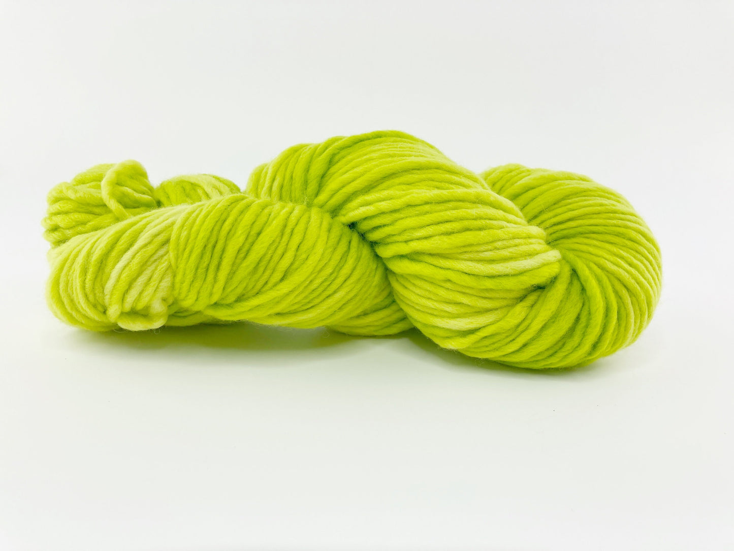 Hand Dyed SW extra fine Merino . DHG Piuma color "Chartreuse" .  Fluffy "Chartreuse" and "Bloom"
