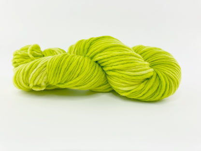 Hand Dyed SW extra fine Merino . DHG Piuma color "Chartreuse" .  Fluffy "Chartreuse" and "Bloom"