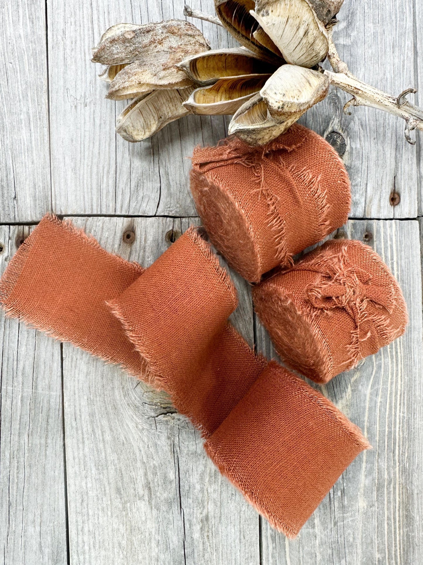 Raw Edge Linen Cotton Ribbon  . Wedding Ribbon