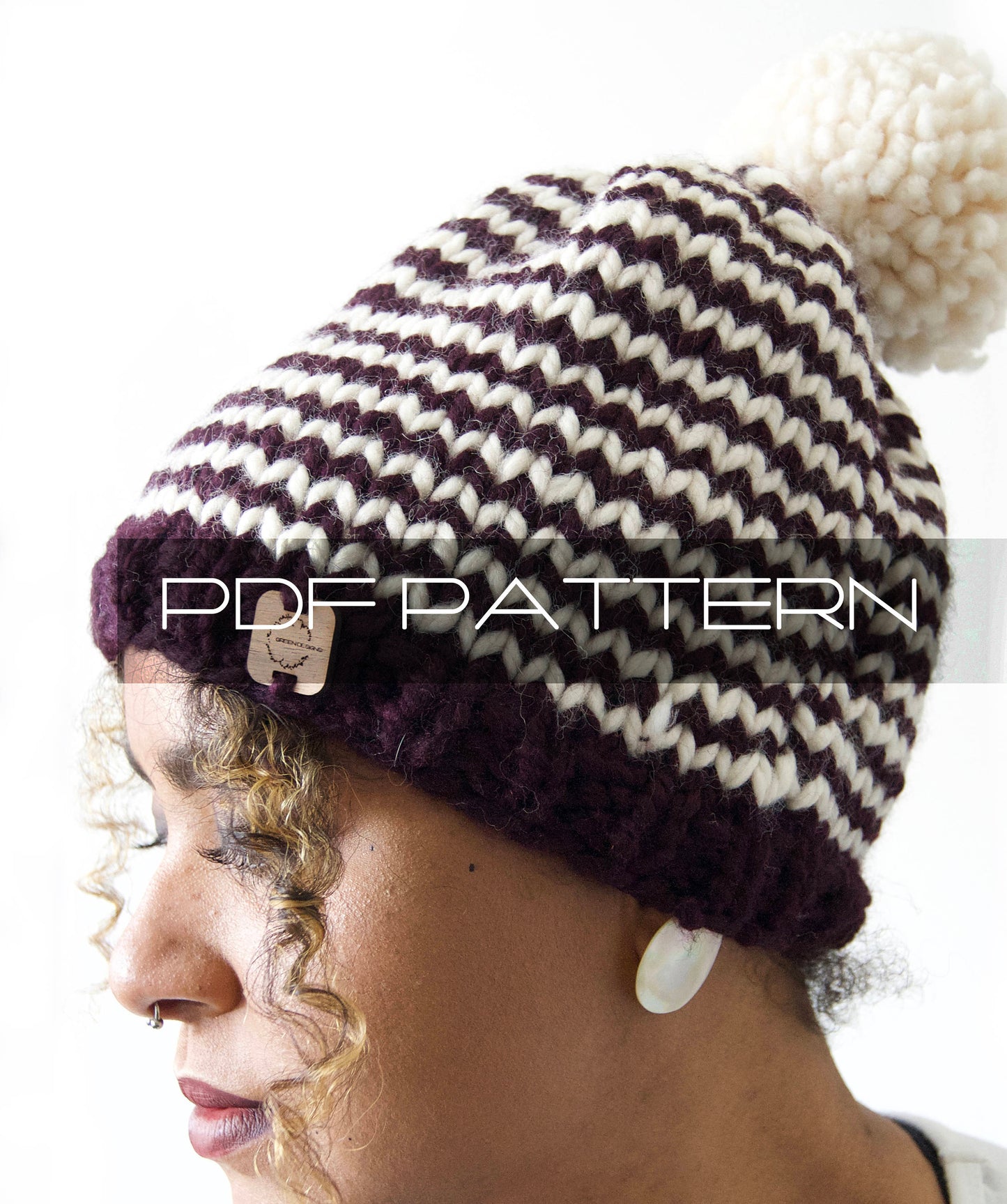 Knitting Pattern . Beanie With Pom Pom . "Beanie" . PDF pattern