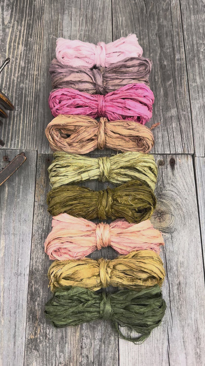 Sari Silk Ribbon , Chiffon Silk Ribbon . Recycled Sari/ Chiffon Silk Ribbon